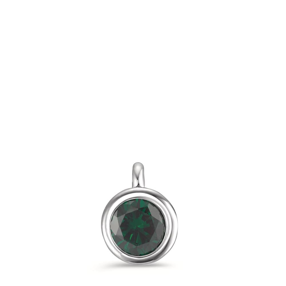 Pendant Stainless steel Zirconia Green Ø7 mm