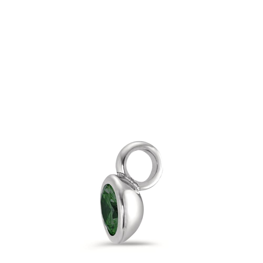 Pendant Stainless steel Zirconia Green Ø7 mm