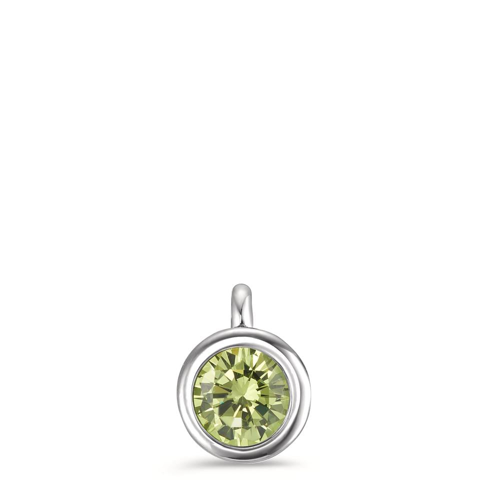 Pendant Stainless steel Zirconia Light Green Ø7 mm