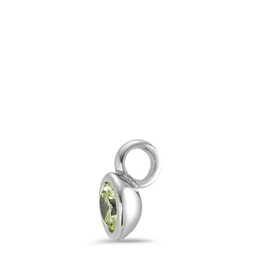 Pendant Stainless steel Zirconia Light Green Ø7 mm