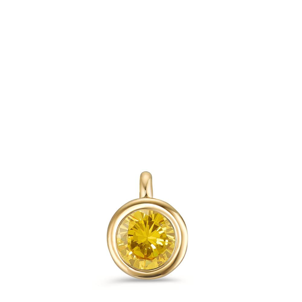 Pendant Stainless steel Zirconia Yellow Yellow IP coated Ø7 mm