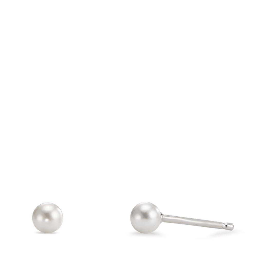 Stud earrings Silver Rhodium plated Shining pearls