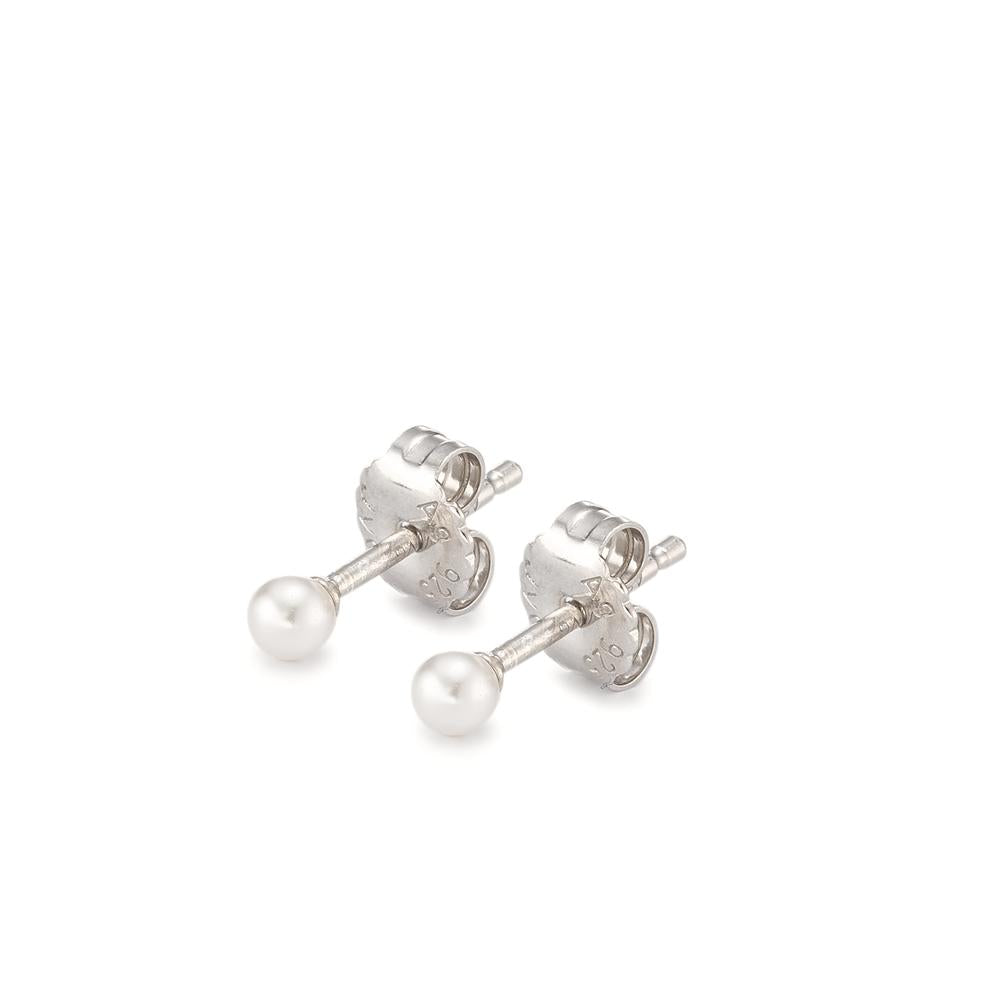 Stud earrings Silver Rhodium plated Shining pearls