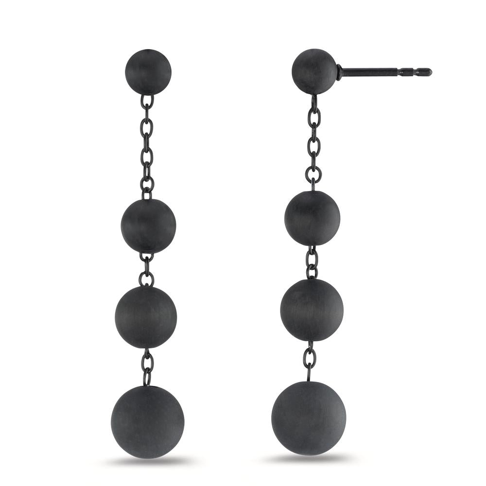 Drop Earrings Stainless steel, Carbon Black IP coated Ø8 mm