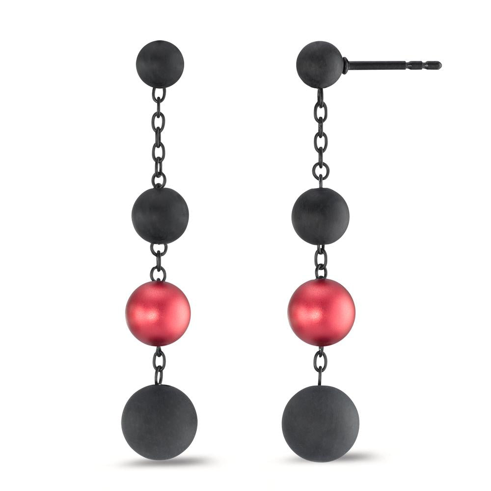 Drop Earrings Stainless steel, Aluminum Black IP coated Ø8 mm