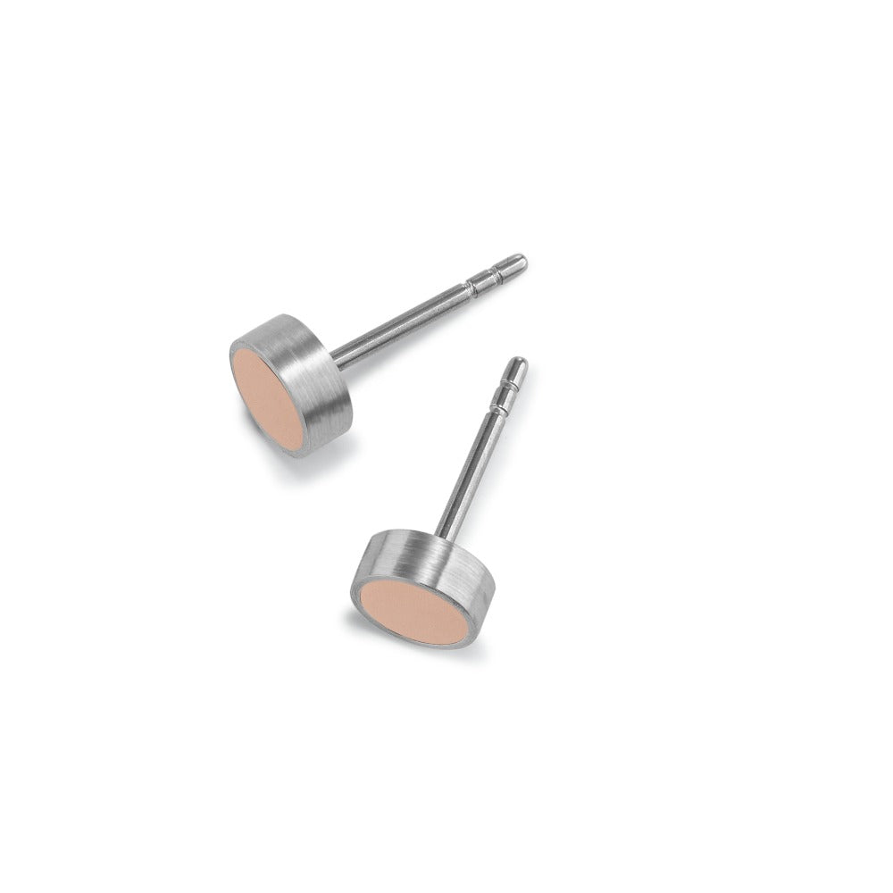 Stud earrings Stainless steel Rose IP coated Ø6 mm