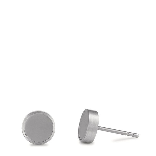 Stud earrings Stainless steel Gray IP coated Ø8 mm