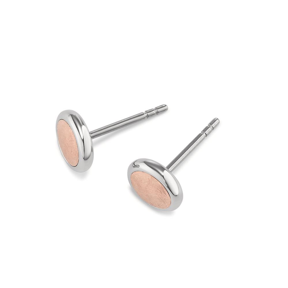 Stud earrings Stainless steel Rose IP coated Ø8 mm