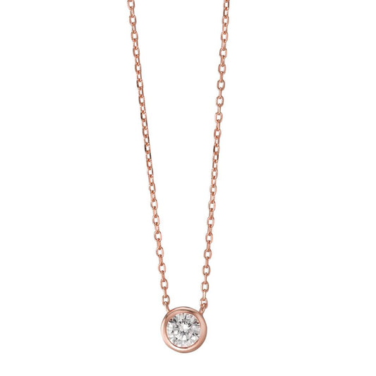 Necklace Silver Zirconia Rose Gold plated 40-45 cm Ø8 mm