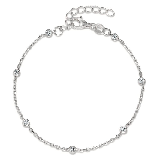 Bracelet Silver Zirconia 7 Stones Rhodium plated 16-18.5 cm