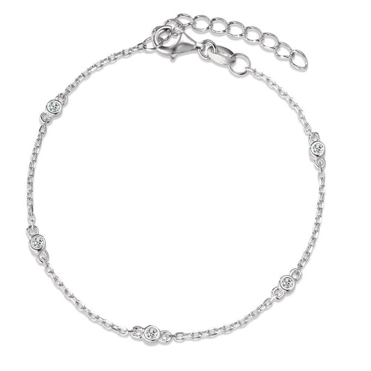 Bracelet Silver Zirconia 5 Stones Rhodium plated 16-19 cm