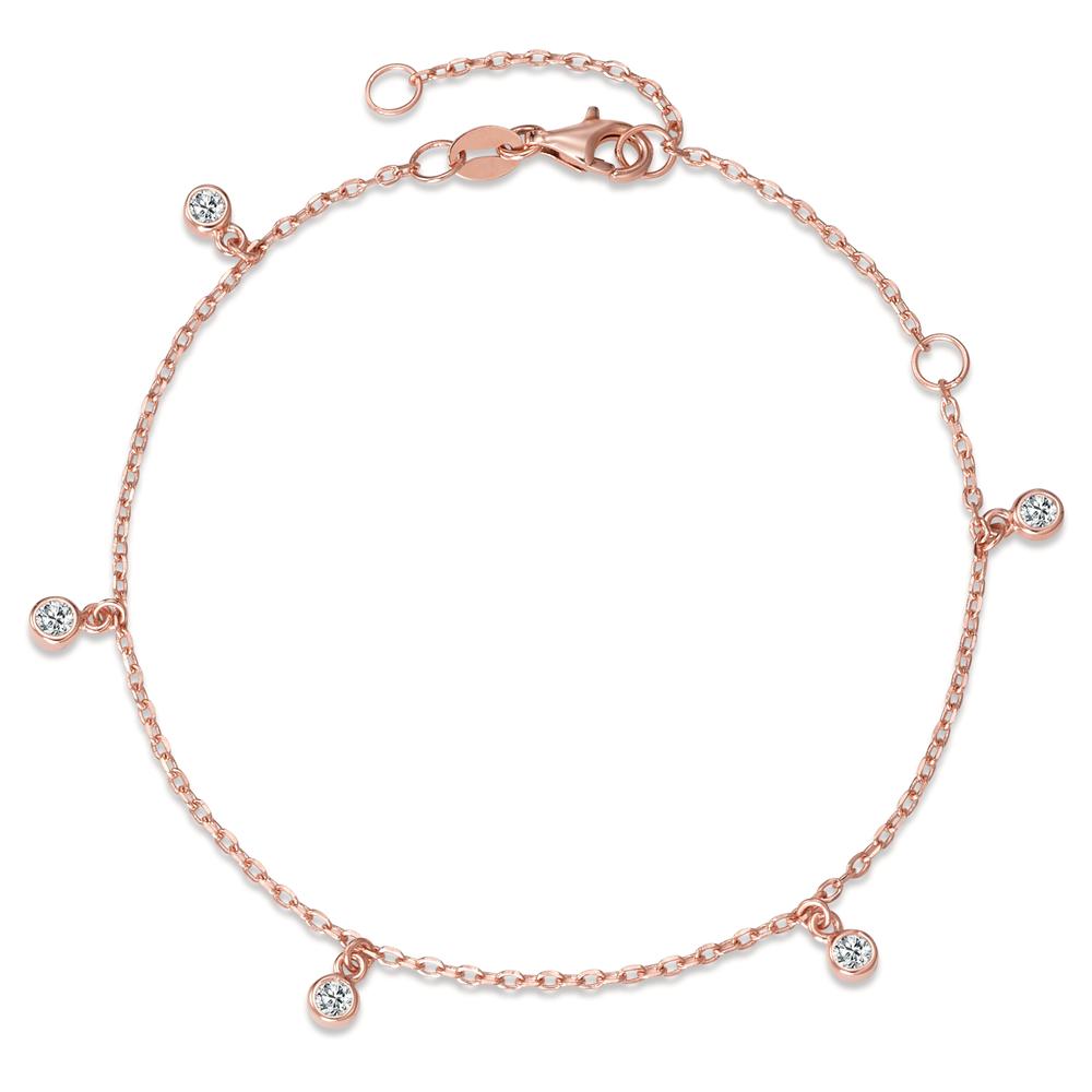 Bracelet Silver Zirconia 5 Stones Rose Gold plated 16-19 cm