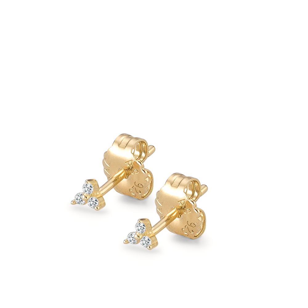 Stud earrings Silver Zirconia 6 Stones Yellow Gold plated Ø3 mm