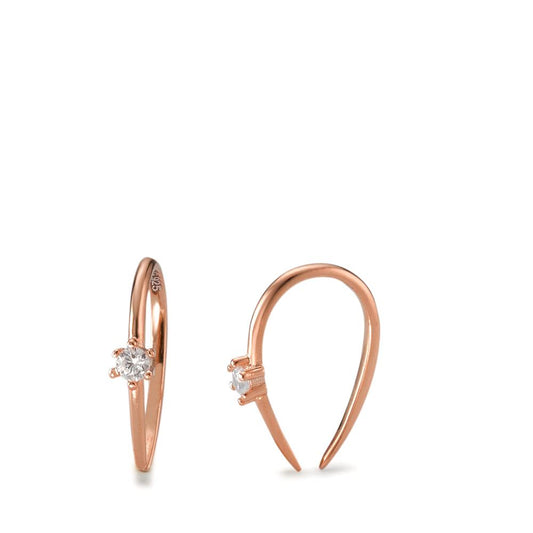 Earrings Silver Zirconia 2 Stones Rose Gold plated