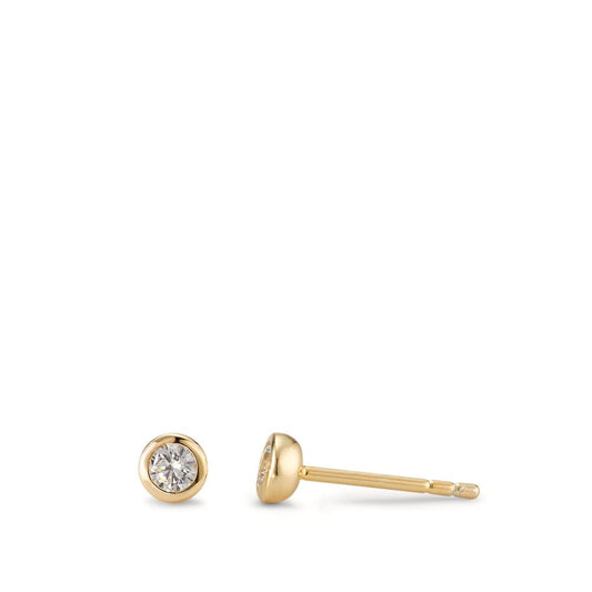 Stud earrings Silver Zirconia 2 Stones Yellow Gold plated