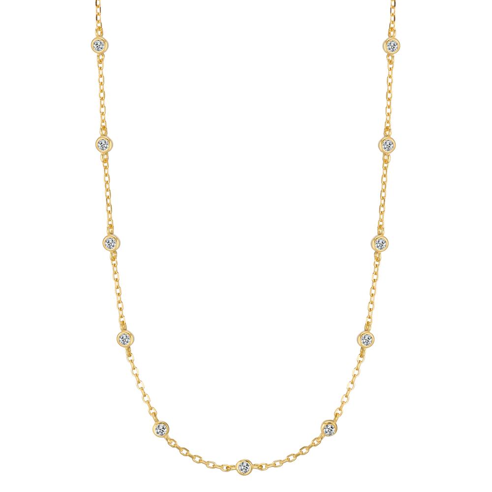 Necklace Silver Zirconia 22 Stones Yellow Gold plated 39-44 cm