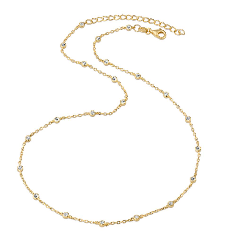 Necklace Silver Zirconia 22 Stones Yellow Gold plated 39-44 cm