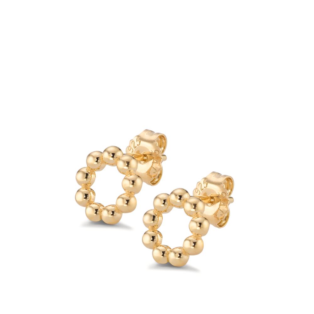 Stud earrings Silver Yellow Gold plated Ø9.5 mm