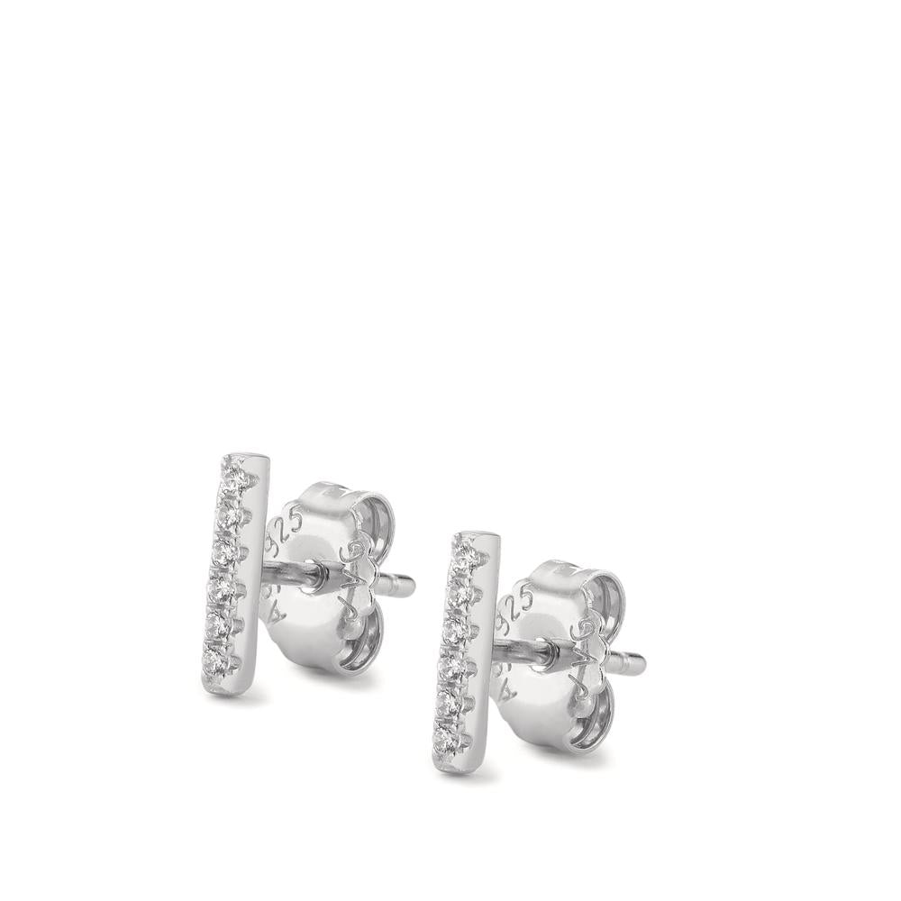 Stud earrings Silver Zirconia 12 Stones Rhodium plated