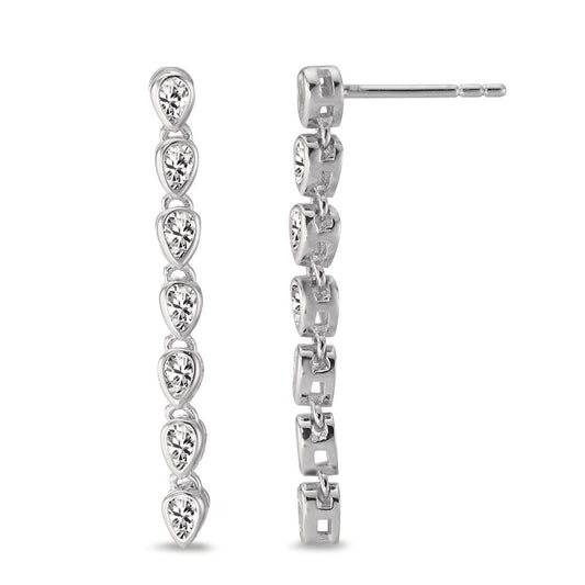 Drop Earrings Silver Zirconia 14 Stones Rhodium plated