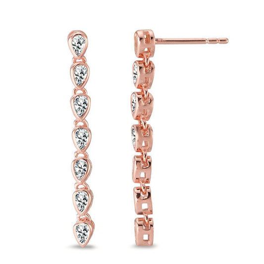 Drop Earrings Silver Zirconia 14 Stones Rose Gold plated