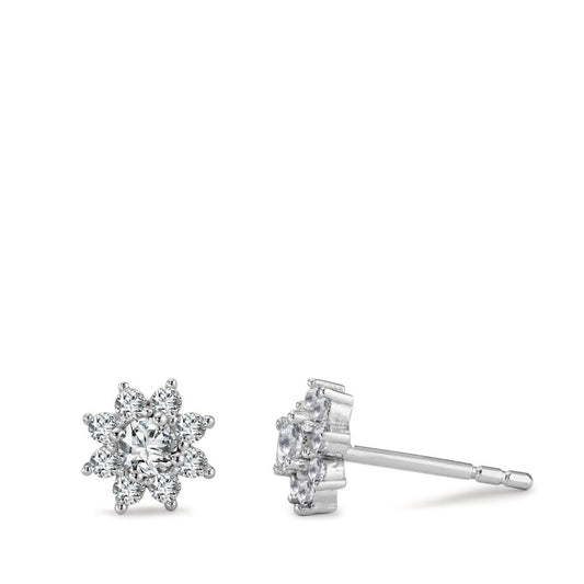 Stud earrings Silver Zirconia Rhodium plated Ø7 mm