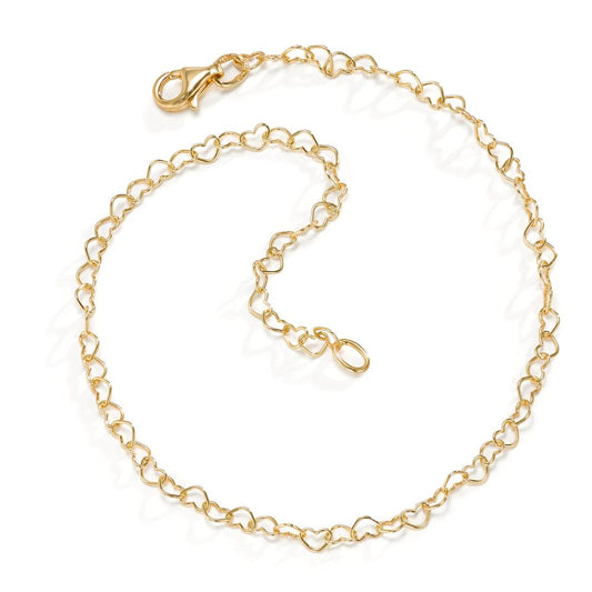 Anklet Silver Yellow Gold plated Heart 26 cm