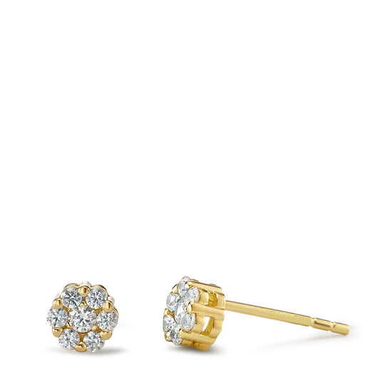 Stud earrings 18k Yellow Gold Zirconia 14 Stones Ø5 mm