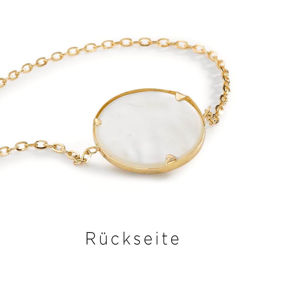 Bracelet 14k Yellow Gold Mother of pearl Globe 16-18 cm