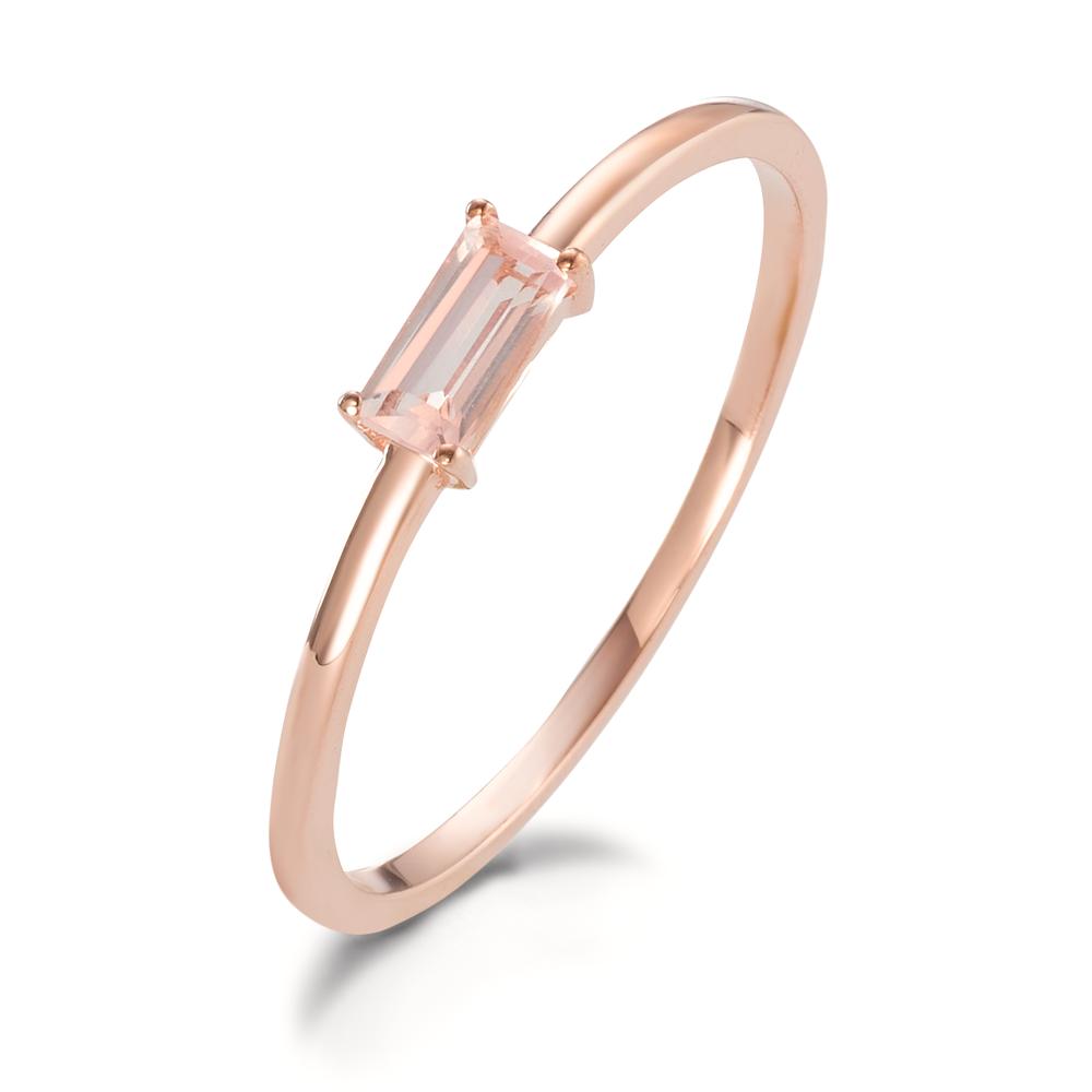 Solitaire ring 9k Rose Gold Rose Quartz baguette