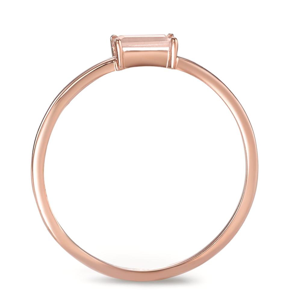 Solitaire ring 9k Rose Gold Rose Quartz baguette