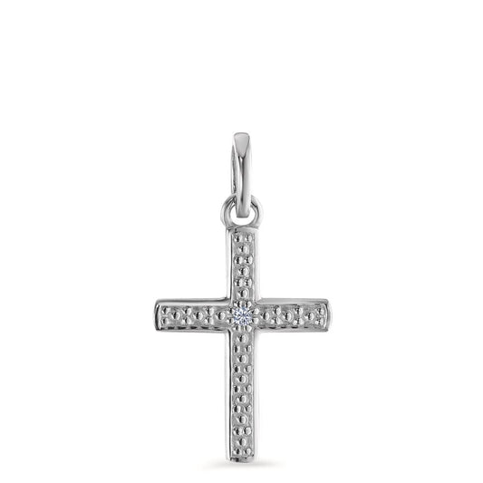 Pendant 9k White Gold Diamond 0.005 ct, brilliant, p1 Cross