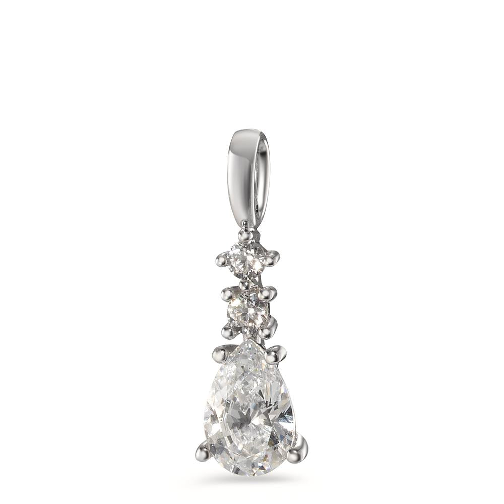 Pendant 9k White Gold Zirconia 3 Stones