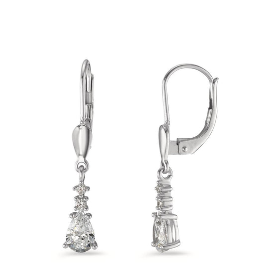 Drop Earrings 9k White Gold Zirconia 6 Stones