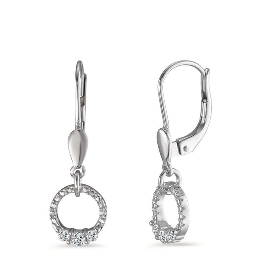 Drop Earrings 9k White Gold Zirconia 6 Stones Ø7.5 mm