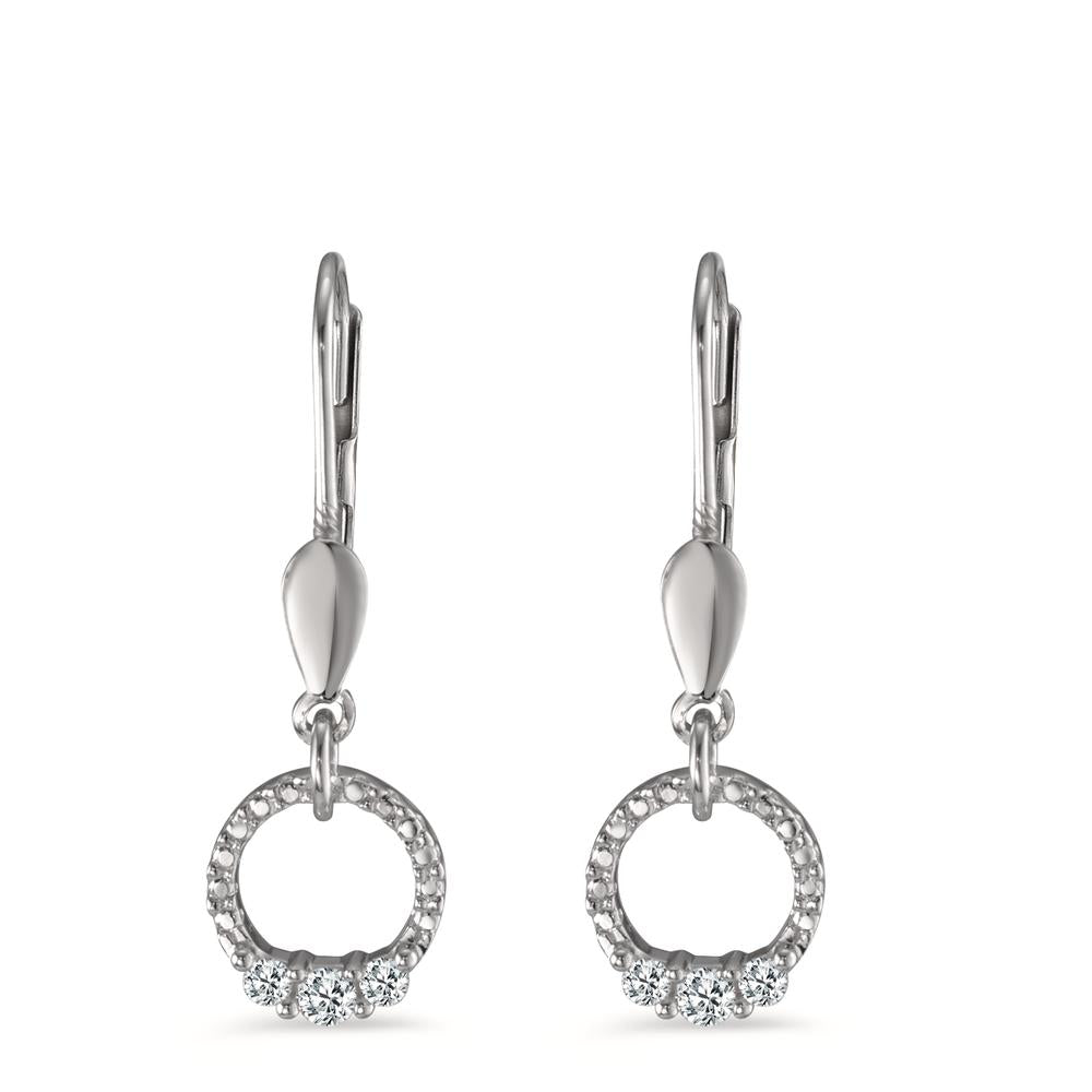 Drop Earrings 9k White Gold Zirconia 6 Stones Ø7.5 mm