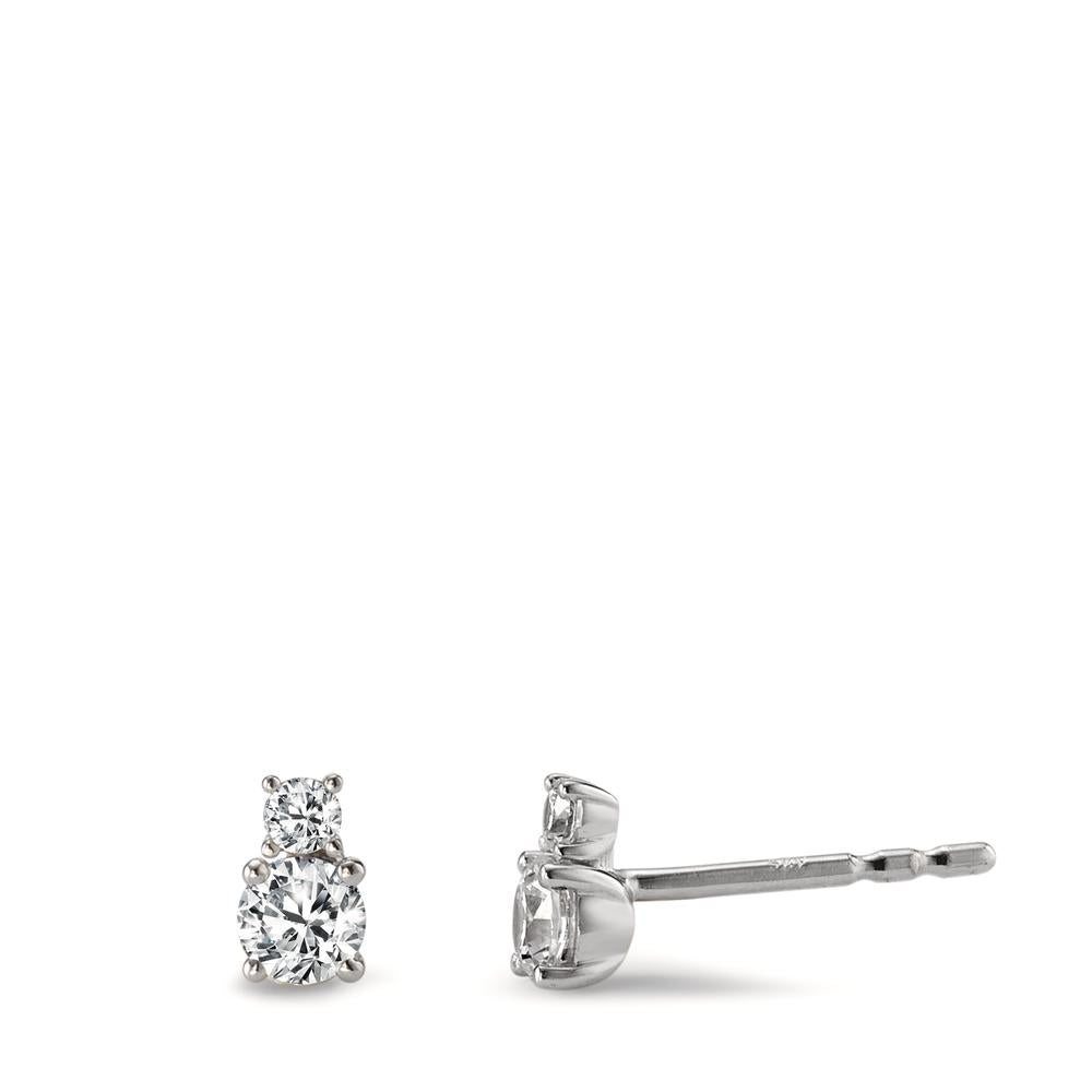 Stud earrings 9k White Gold Zirconia 4 Stones