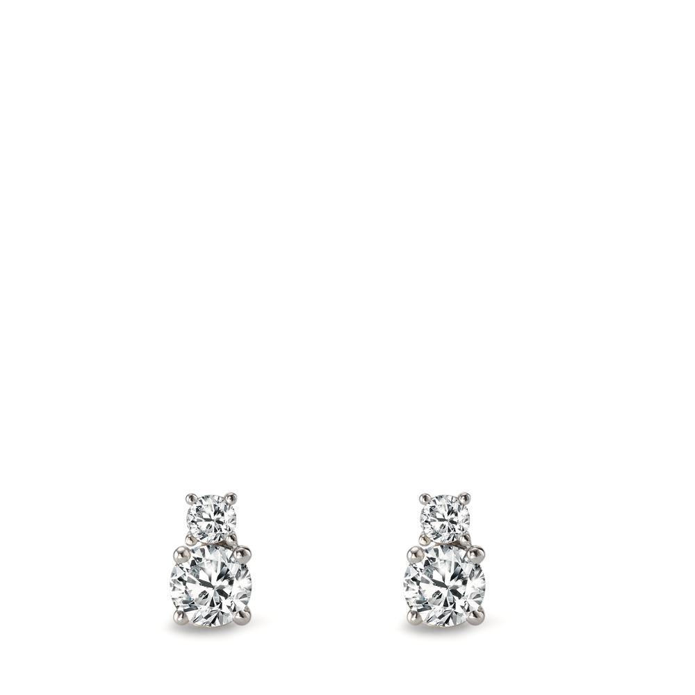 Stud earrings 9k White Gold Zirconia 4 Stones