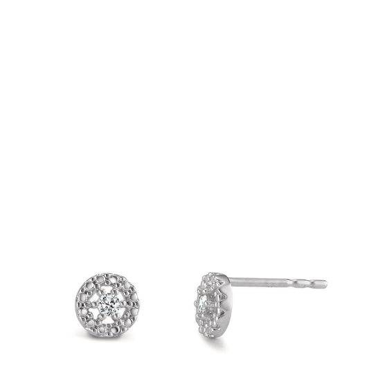 Stud earrings 9k White Gold Zirconia 2 Stones Ø5.5 mm