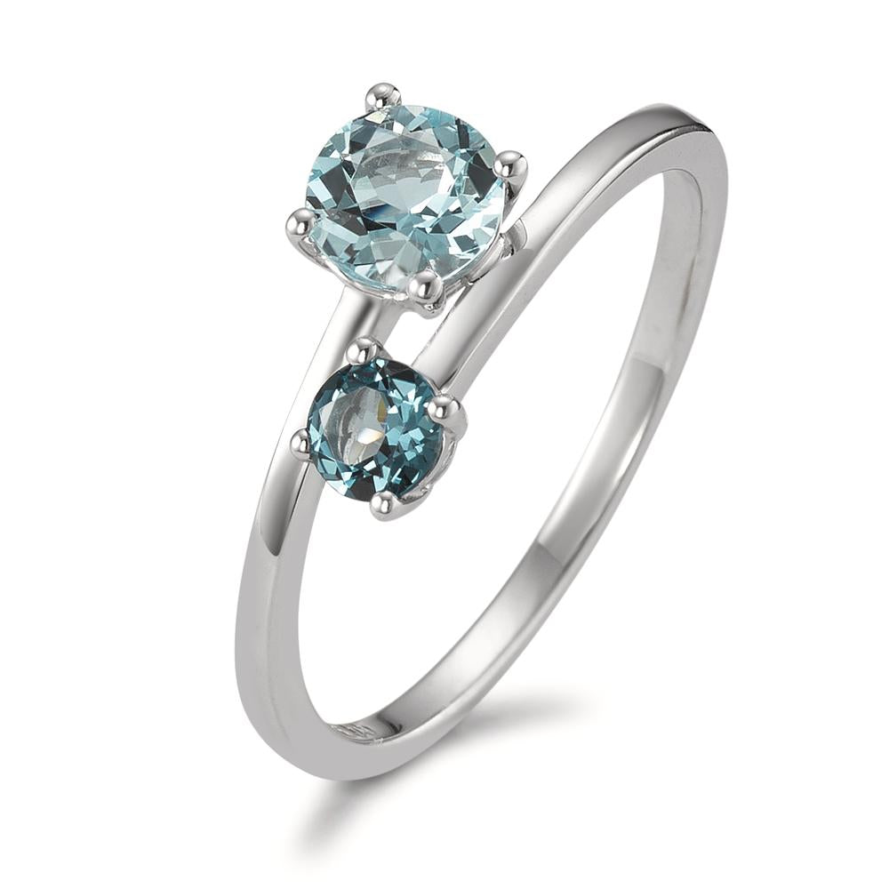 Ring 9k White Gold London Blue Topaz 2 Stones