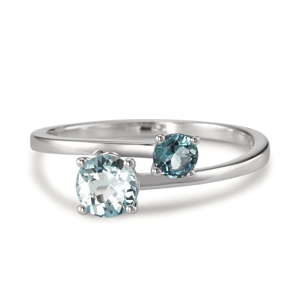 Ring 9k White Gold London Blue Topaz 2 Stones