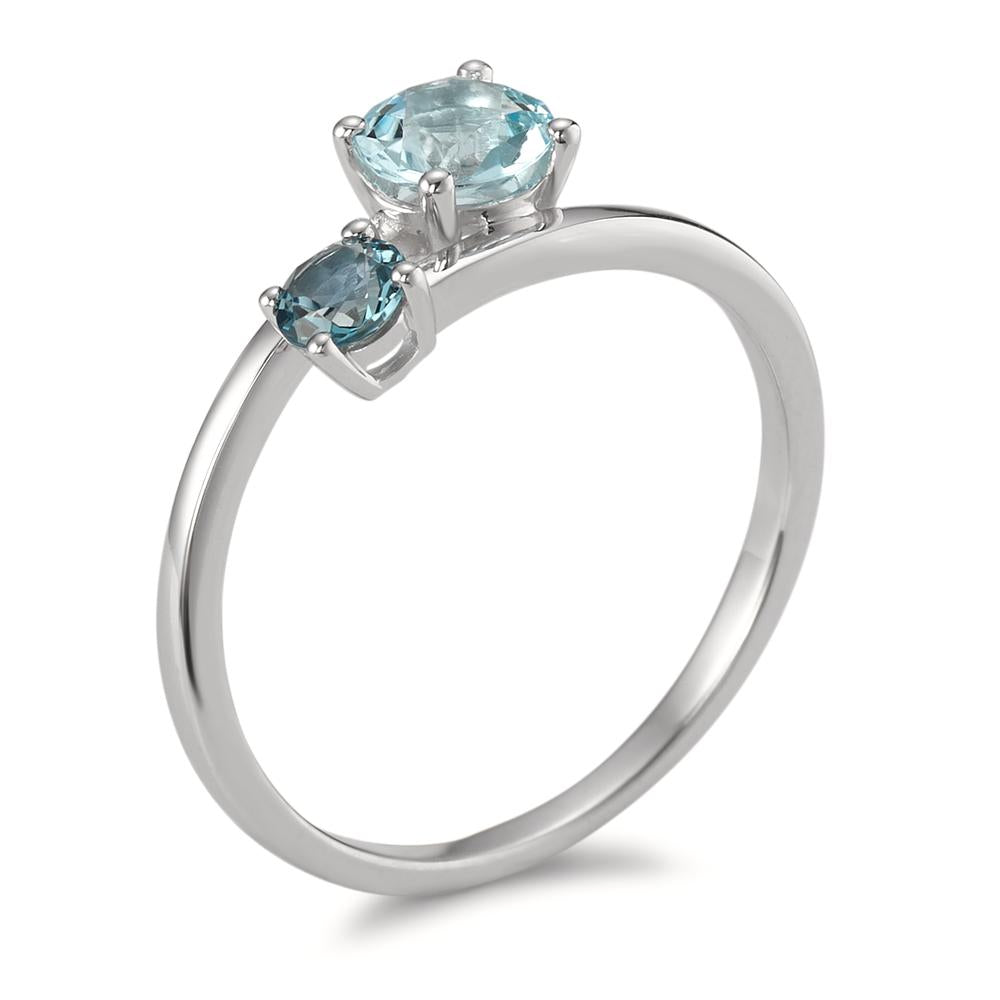 Ring 9k White Gold London Blue Topaz 2 Stones