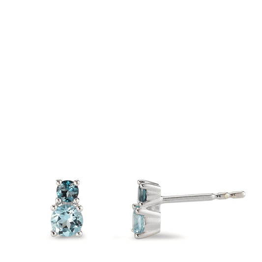 Stud earrings 9k White Gold London Blue Topaz 4 Stones