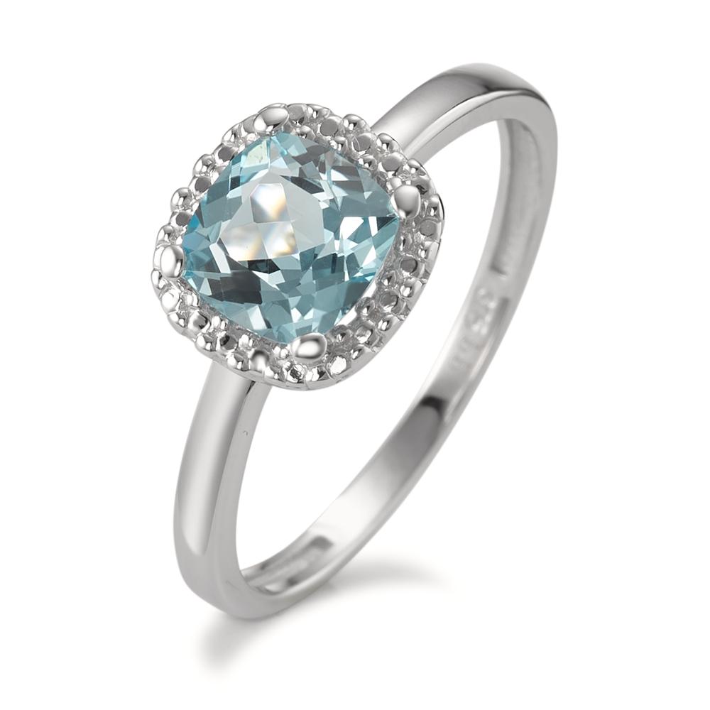 Ring 9k White Gold Topaz Blue