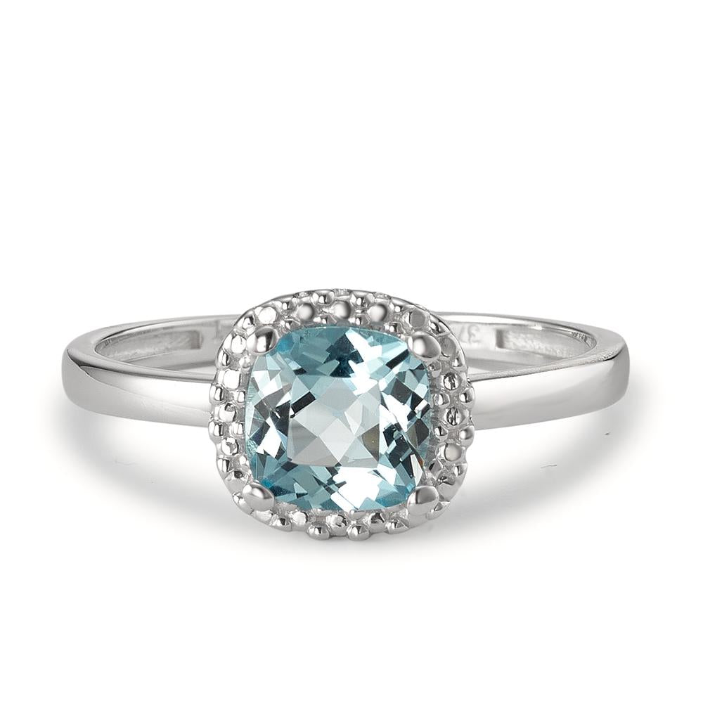 Ring 9k White Gold Topaz Blue