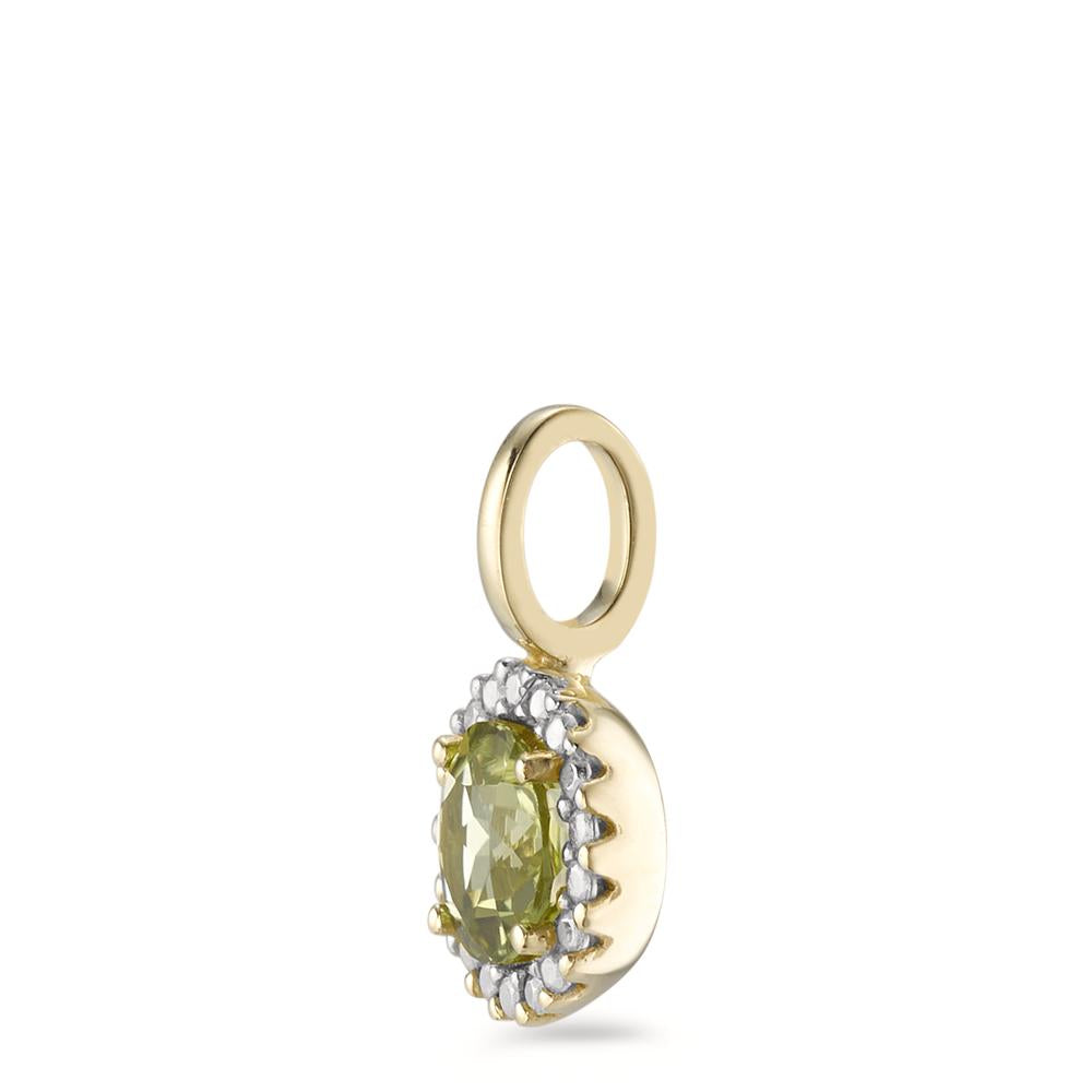 Pendant 9k Yellow Gold Peridot Green Bicolor Ø7.5 mm