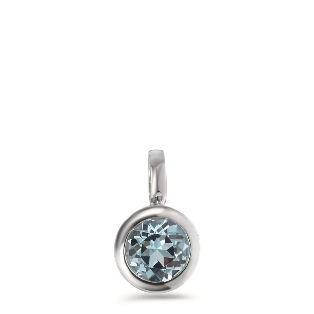 Pendant 9k White Gold Topaz Blue Ø6.5 mm