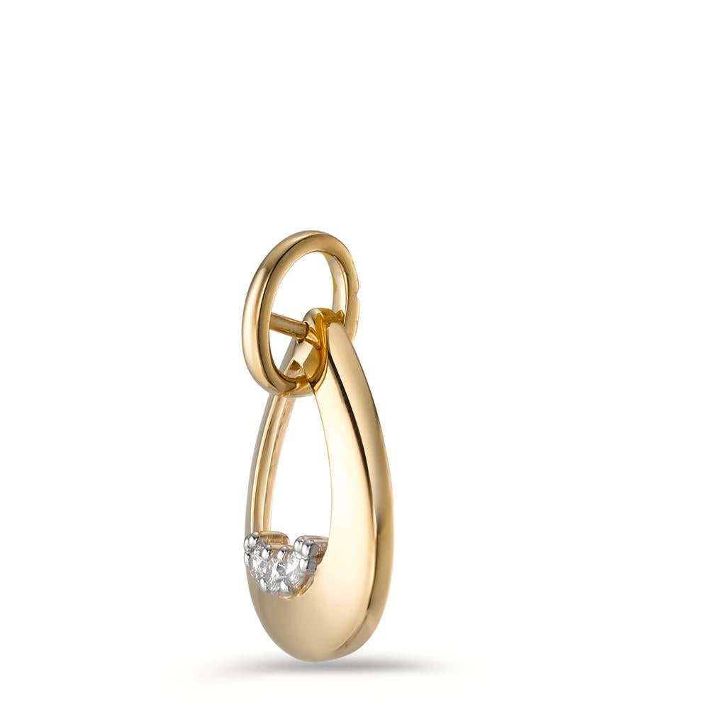 Pendant 18k Yellow Gold Diamond 0.05 ct, 3 Stones, brilliant, w-si Bicolor