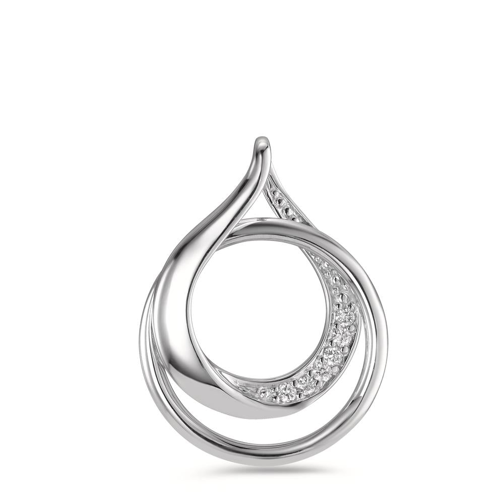 Pendant 18k White Gold Diamond 0.03 ct, 6 Stones, brilliant, w-si Ø13.5 mm