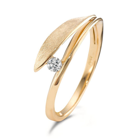 Ring 18k Yellow Gold Diamond 0.07 ct, brilliant, w-si